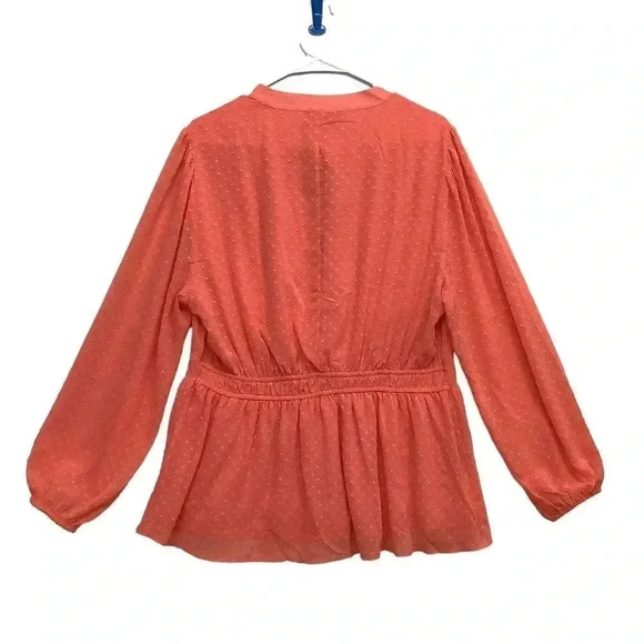 Lane Bryant Size 14/16 Long Sleeve Mock Split Neck Button Front Peplum Top - Picture 2 of 4